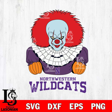 Northwestern Wildcats Pennywise Horror Sport 3 Svg Eps Dxf Png File, Digital Download