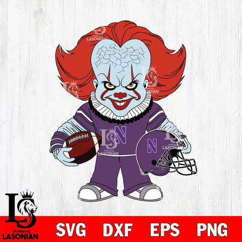 Northwestern Wildcats Pennywise Horror Sport Svg Eps Dxf Png File, Digital Download