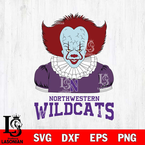 Northwestern Wildcats Pennywise Horror Sport 5 Svg Eps Dxf Png File, Digital Download