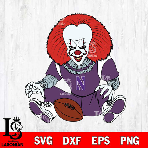 Northwestern Wildcats Pennywise Horror Sport 6 Svg Eps Dxf Png File, Digital Download