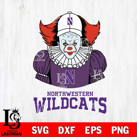 Northwestern Wildcats Pennywise Horror Sport 7 Svg Eps Dxf Png File, Digital Download