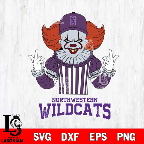 Northwestern Wildcats Pennywise Horror Sport 8 Svg Eps Dxf Png File, Digital Download