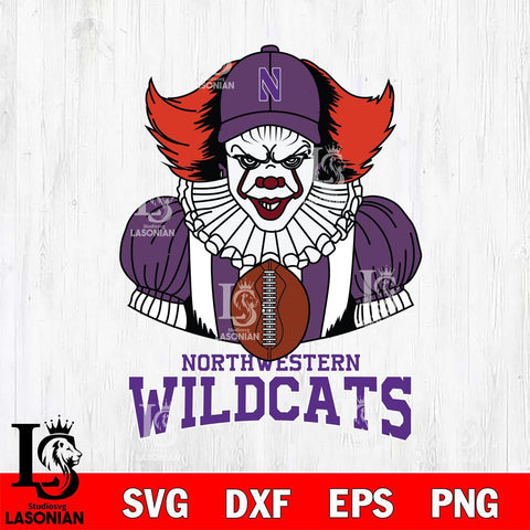 Northwestern Wildcats Pennywise Horror Sport 9 Svg Eps Dxf Png File, Digital Download