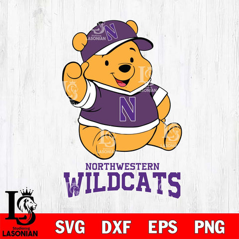 Northwestern Wildcats Pooh Bear Disney, Svg Eps Dxf Png File, Digital Download