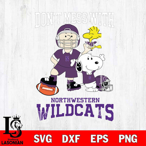 Northwestern Wildcats Snoopy Dont mess with SVG DXF EPS PNG FILE,Snoopy File Cut, NCAA Digital Download,Instant Download,Christmas Silhouette