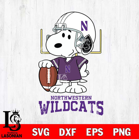 Northwestern Wildcats Snoopy Player Football SVG DXF EPS PNG FILE,Snoopy File Cut, NCAA Digital Download,Instant Download,Christmas Silhouette