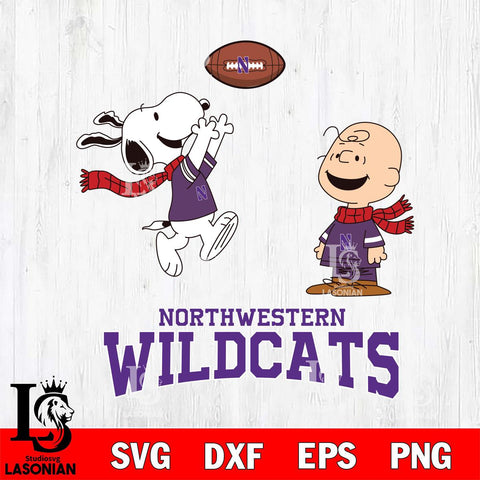 Northwestern Wildcats Snoopy & Charlie Brown Football Cricut,Christmas SVG DXF EPS PNG FILE, NCAA Digital Download,Instant Download, Silhouette