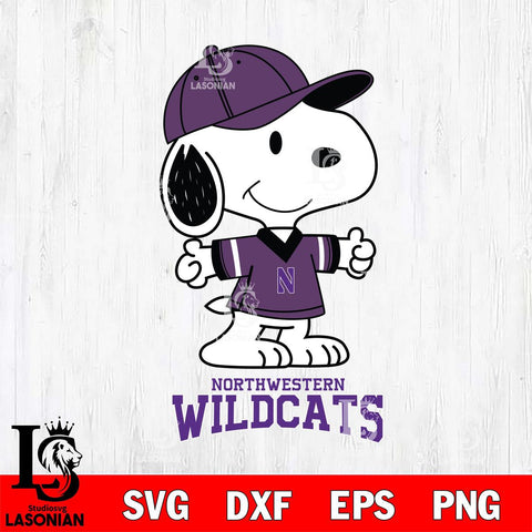 Northwestern Wildcats Snoopy football SVG DXF EPS PNG FILE,Snoopy File Cut, NCAA Digital Download,Instant Download,Christmas Silhouette