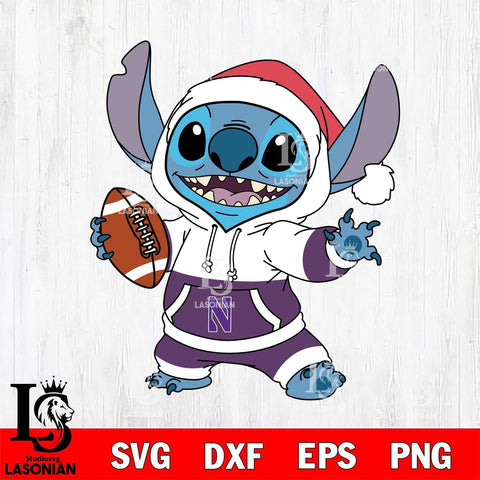 Northwestern Wildcats Stitch Football Christmas File Cut, NCAA SVG DXF EPS PNG FILE, Digital Download , Criucut , Silhouette