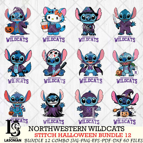 Northwestern Wildcats Stitch Horror Bundle 12 SVG Svg Eps Dxf Png File, NCAA svg, Digital Download, Instant Download