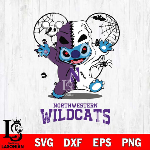 Northwestern Wildcats Stitch Horror Halloween 2 Svg Eps Dxf Png File, Digital Download, Instant Download