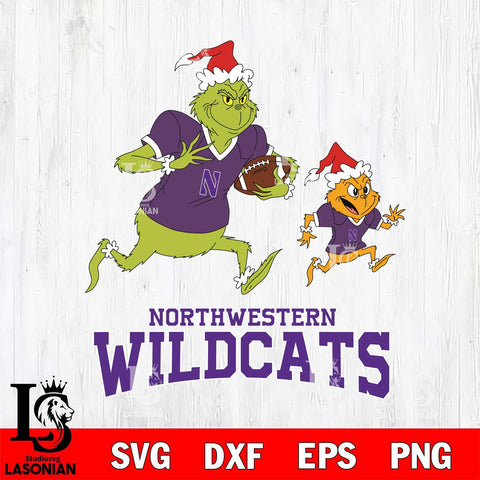 Northwestern Wildcats The Grinch & Max Football Cricut,Christmas SVG DXF EPS PNG FILE, NCAA Digital Download,Instant Download, Silhouette