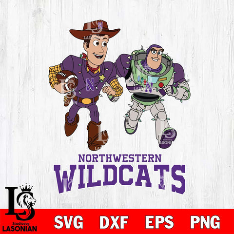 Northwestern Wildcats Woody & Buzz Lightyear Football Cricut,Christmas SVG DXF EPS PNG FILE, NCAA Digital Download,Instant Download, Silhouette