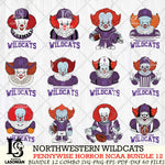 Northwestern Wildcats  Pennywise Horror NCAA Bundle 12 SVG Svg Eps Dxf Png File, Digital Download