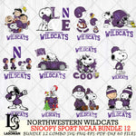 Northwestern Wildcats  Snoopy NCAA Bundle 12 SVG Svg Eps Dxf Png File, Digital Download