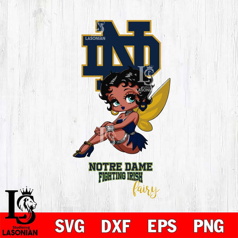 Notre Dame Fighting Irish Beauty Black Fairy Betty Boop, Svg Eps Dxf Png File, Digital Download