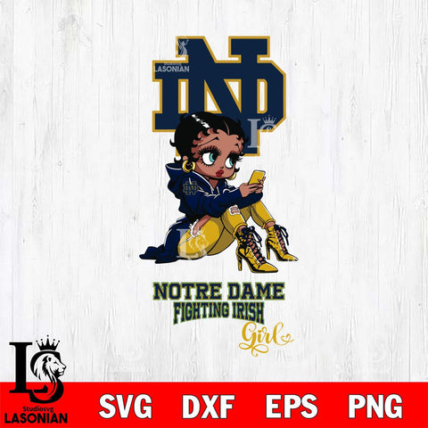 Notre Dame Fighting Irish Beauty Black Fan Girl Football, Svg Eps Dxf Png File, Digital Download