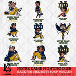 Notre Dame Fighting Irish Black Fan Girl Betty Boop Bundle 9, Svg Eps Dxf Png File, Digital Download