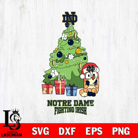 Notre Dame Fighting Irish Bluey Chilli Christmas Tree Svg Eps Dxf Png File, Digital Download
