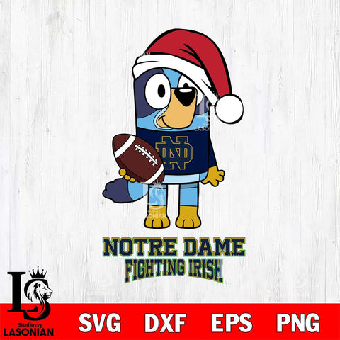 Notre Dame Fighting Irish Bluey Christmas Svg Eps Dxf Png File, Digital Download