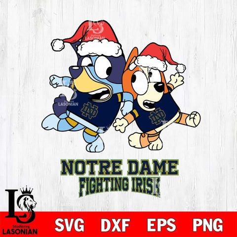 Notre Dame Fighting Irish Bluey Christmas Holiday Svg Eps Dxf Png File, Digital Download