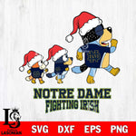 Notre Dame Fighting Irish Bluey Family Christmas Svg Eps Dxf Png File, Digital Download
