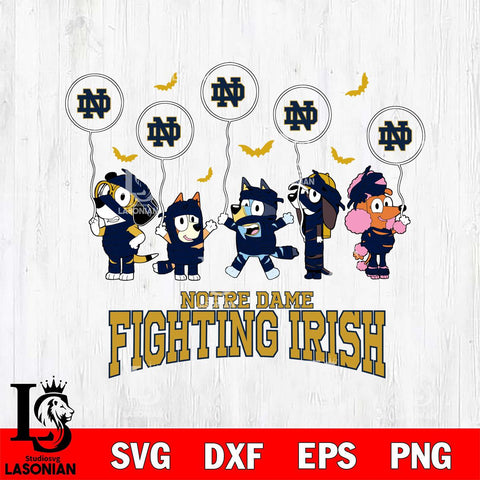 Notre Dame Fighting Irish Bluey Halloween Spooky Svg Eps Dxf Png File, Digital Download, Instant Download