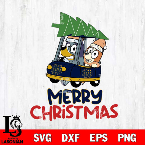 Notre Dame Fighting Irish Bluey Merry Christmas Svg Eps Dxf Png File, Digital Download