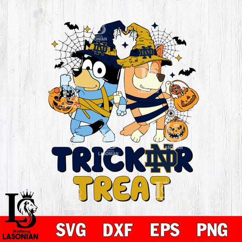 Notre Dame Fighting Irish Bluey Trick or Treat Halloween 2 Svg Eps Dxf Png File, Digital Download, Instant Download