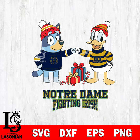 Notre Dame Fighting Irish Bluey With Donald Duck Christmas File Cut, NCAA SVG DXF EPS PNG FILE, Digital Download,Instant Download, Silhouette