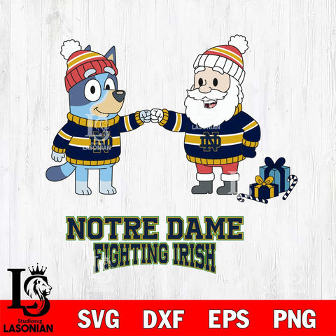 Notre Dame Fighting Irish Bluey With Satan Christmas File Cut, NCAA SVG DXF EPS PNG FILE, Digital Download,Instant Download, Silhouette