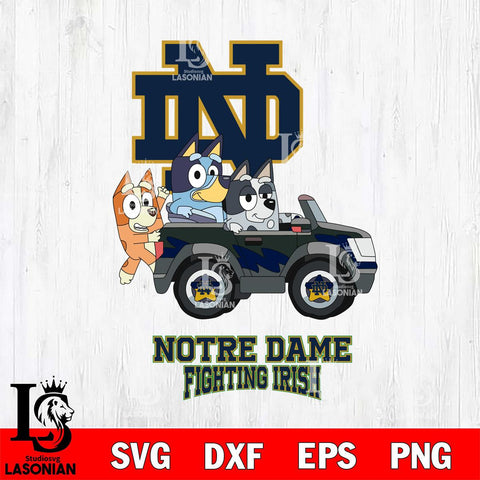 Notre Dame Fighting Irish Bluey friends car Svg Eps Dxf Png File, NCAA svg, Digital Download, Instant Download