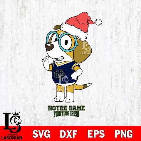 Notre Dame Fighting Irish Christmas Bluey Honey Sport Cut Files,Bluey Cricut,Christmas Svg , Bluey svg , Digital Download, dxf eps png pdf file