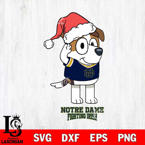 Notre Dame Fighting Irish Christmas Bluey Jack Sport Cut Files,Bluey Cricut,Christmas Svg , Bluey svg , Digital Download, dxf eps png pdf file