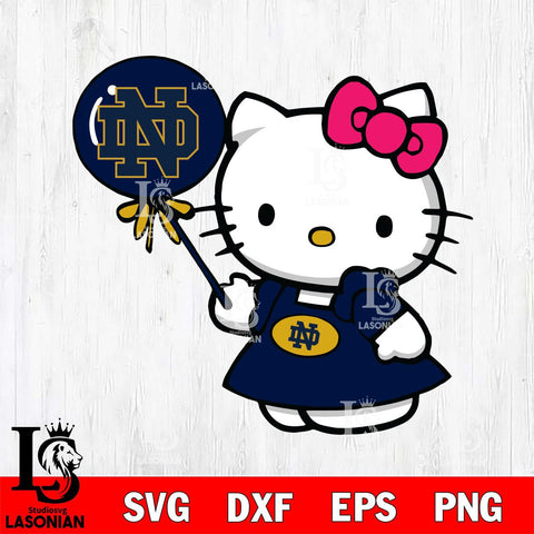 Notre Dame Fighting Irish Cute Hello Kitty 2 Svg Eps Dxf Png File, Digital Download, Instant Download