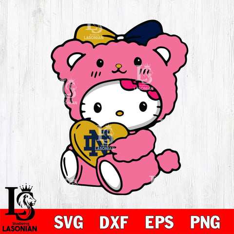 Notre Dame Fighting Irish Cute Hello Kitty 3 Svg Eps Dxf Png File, Digital Download, Instant Download