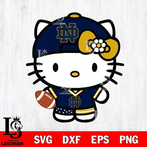 Notre Dame Fighting Irish Cute Hello Kitty Football 10 Svg Eps Dxf Png File, NCAA svg, Digital Download, Instant Download