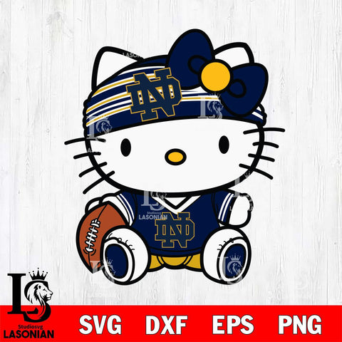 Notre Dame Fighting Irish Cute Hello Kitty Football 12 Svg Eps Dxf Png File, NCAA svg, Digital Download, Instant Download