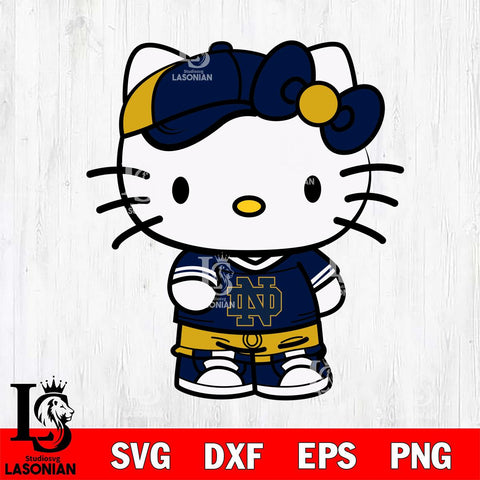 Notre Dame Fighting Irish Cute Hello Kitty Football 2 Svg Eps Dxf Png File, NCAA svg, Digital Download, Instant Download