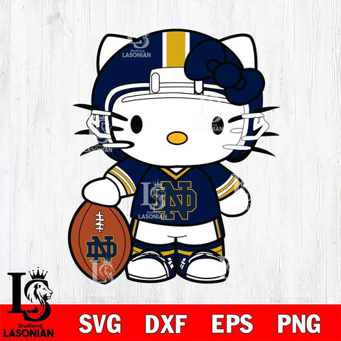 Notre Dame Fighting Irish Cute Hello Kitty Football 3 Svg Eps Dxf Png File, NCAA svg, Digital Download, Instant Download