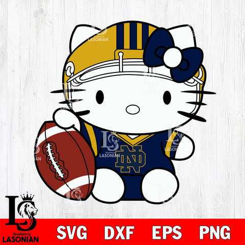Notre Dame Fighting Irish Cute Hello Kitty Football 5 Svg Eps Dxf Png File, NCAA svg, Digital Download, Instant Download