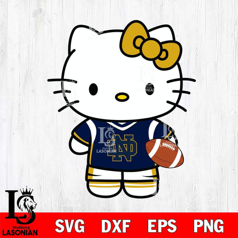 Notre Dame Fighting Irish Cute Hello Kitty Football 8 Svg Eps Dxf Png File, NCAA svg, Digital Download, Instant Download