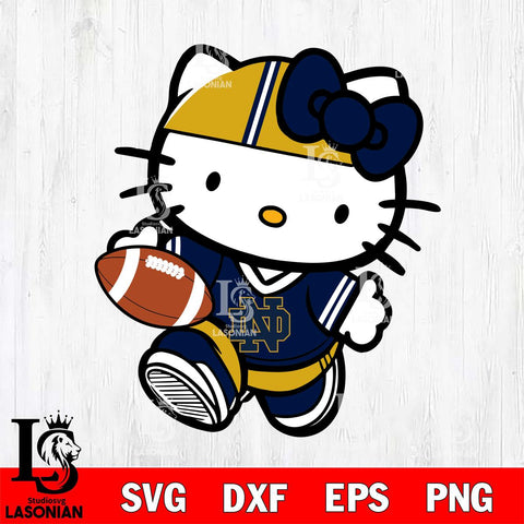 Notre Dame Fighting Irish Cute Hello Kitty Football 9 Svg Eps Dxf Png File, NCAA svg, Digital Download, Instant Download