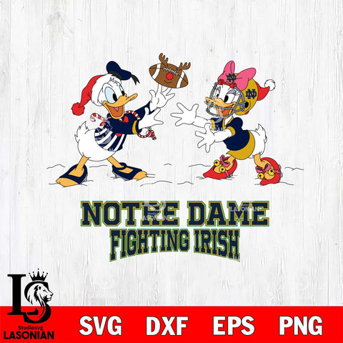 Notre Dame Fighting Irish Donald Duck & Daisy Duck Football Cricut,Christmas SVG DXF EPS PNG FILE, NCAA Digital Download,Instant Download, Silhouette