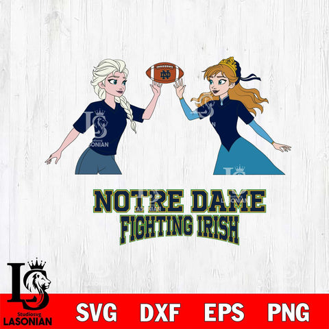 Notre Dame Fighting Irish Elsa & Anna Football Cricut,Christmas SVG DXF EPS PNG FILE, NCAA Digital Download,Instant Download, Silhouette