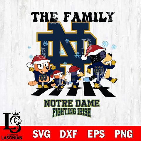 Notre Dame Fighting Irish Family Bluey Christmas Svg Eps Dxf Png File, Digital Download