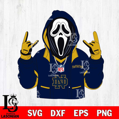 Notre Dame Fighting Irish Ghostface Scream Football Halloween Svg Eps Dxf Png File, NCAA svg, Digital Download, Instant Download