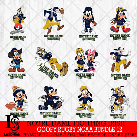 Notre Dame Fighting Irish Goofy Rugby Disney NCAA Bundle 12 SVG DXF EPS PNG FILE,NCAA bundle svg ,Football Digital Download,Instant Download, Silhouette