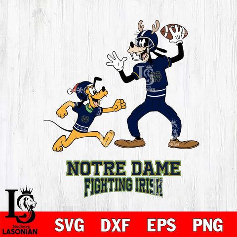 Notre Dame Fighting Irish Goofy & Pluto Football Cricut,Christmas SVG DXF EPS PNG FILE, NCAA Digital Download,Instant Download, Silhouette