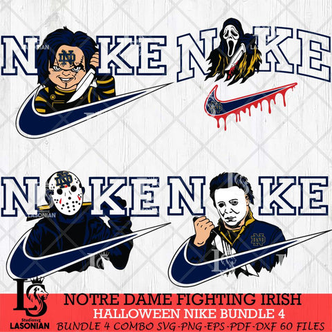 Notre Dame Fighting Irish Halloween Nike NCAA Bundle 4 Svg Eps Dxf Png File, Digital Download, Instant Download
